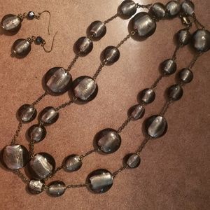 Cold water creek brown stone necklace set